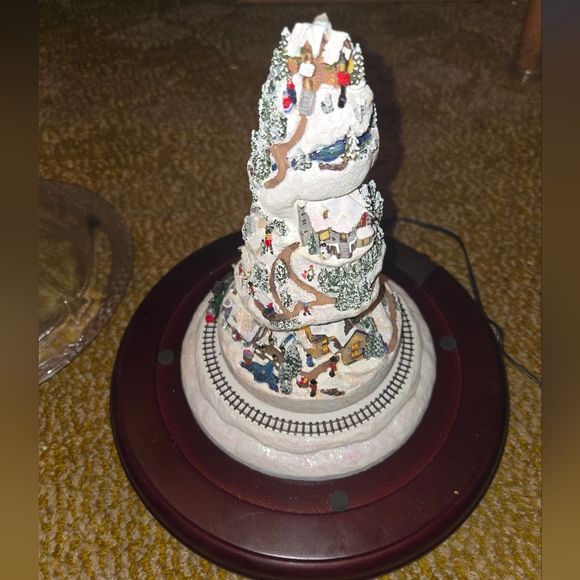 Thomas Kinkade Crystal Holiday Reflections Musical Tabletop Christmas Tree Clear - Picture 5 of 14